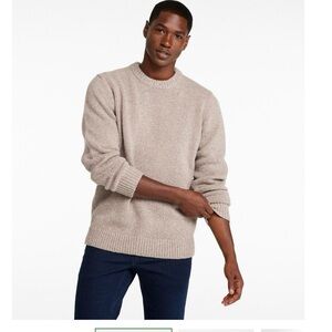 L.L. Bean Men's Crewneck Sweater in Beige